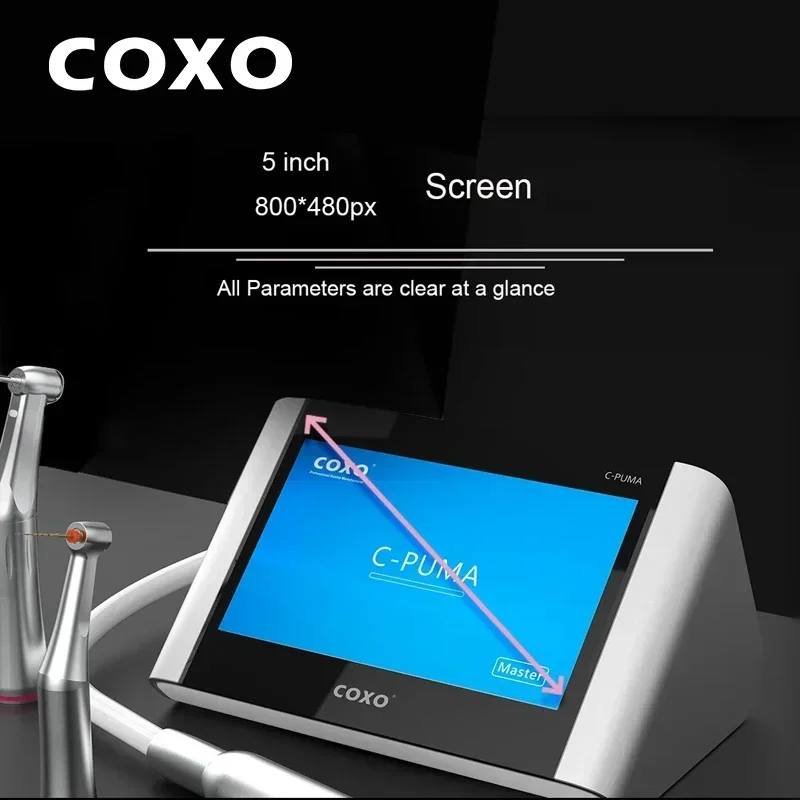 

COXO SOCO C-PUMA Master Dental Электрический двигатель 2 в 1 с легким сенсорным экраном Внутренний водяной канал Ручка-распылитель 6:1 Бесщеточный