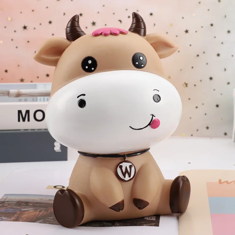 Lovely cartoon cow piggy bank drop-proof children can save creative Year of the Ox piggy bank gifts for boys and girls ornaments