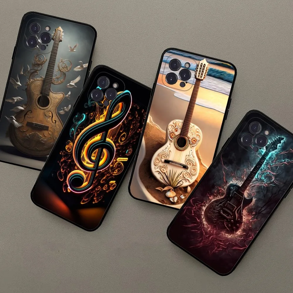 Music Score Musical Violin Guitar Phone Case For iPhone 15 14 13 12 Mini 11 Pro XS Max X XR SE 6 7 8 Plus Soft Silicone Cover