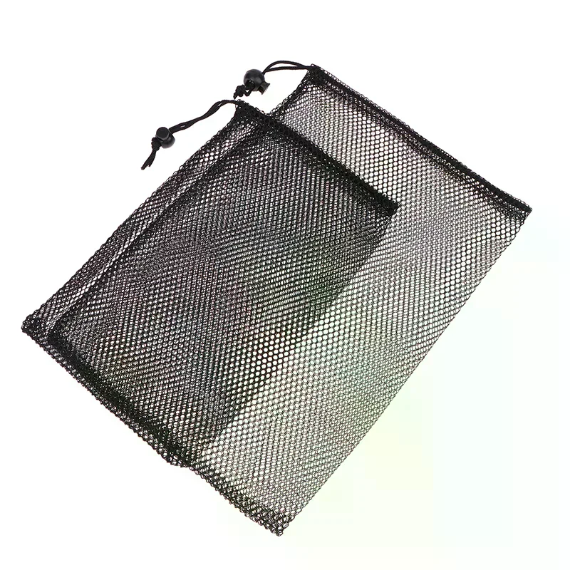 Multi Purpose Black Durable Nylon Mesh Drawstring Bag Storage Pouch Home Travel Outdoor Activity Laundry Bag Stuff Sack