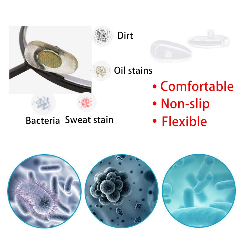 KAMMPT 5/10/20 Paar elastische Nasenklammern in Wassertropfenform, ovale, transparente, einschraubbare Brillen-Nasenpads für die Reparatur von Brillen – Detail 9