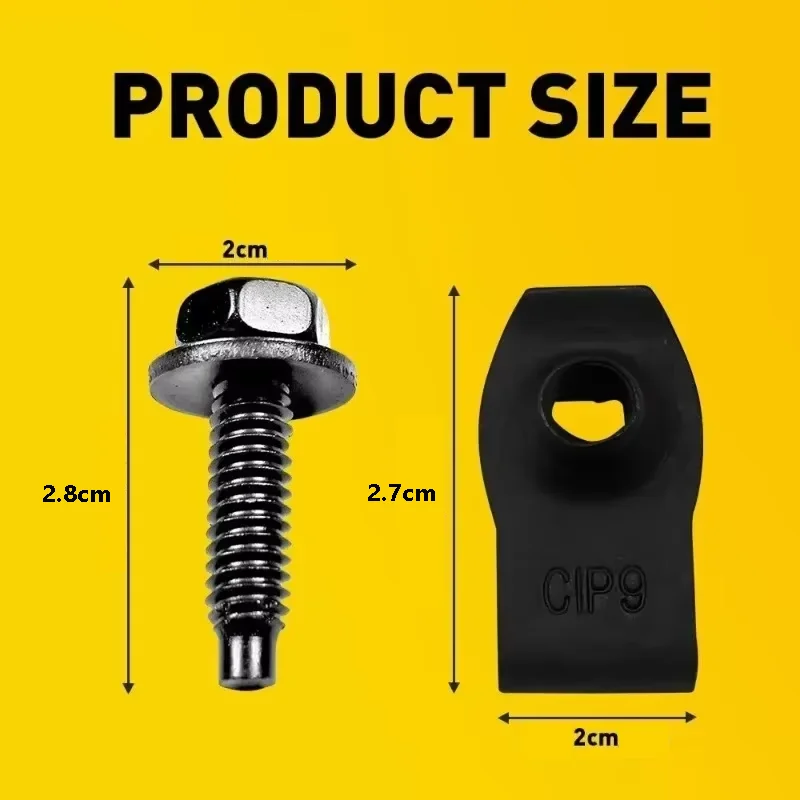 40pcs Body Bolts U-nut Clips for Ford Truck M6 Hex Black Truck Serews Threaded Bolt Screw Set Truck Motorcycle Repair Screw