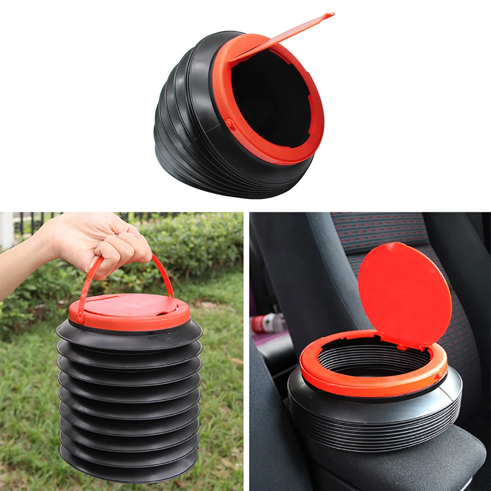 1/2 car trash can Car wash Retractable storage bucket Folding garbage organizer Trash can universal black