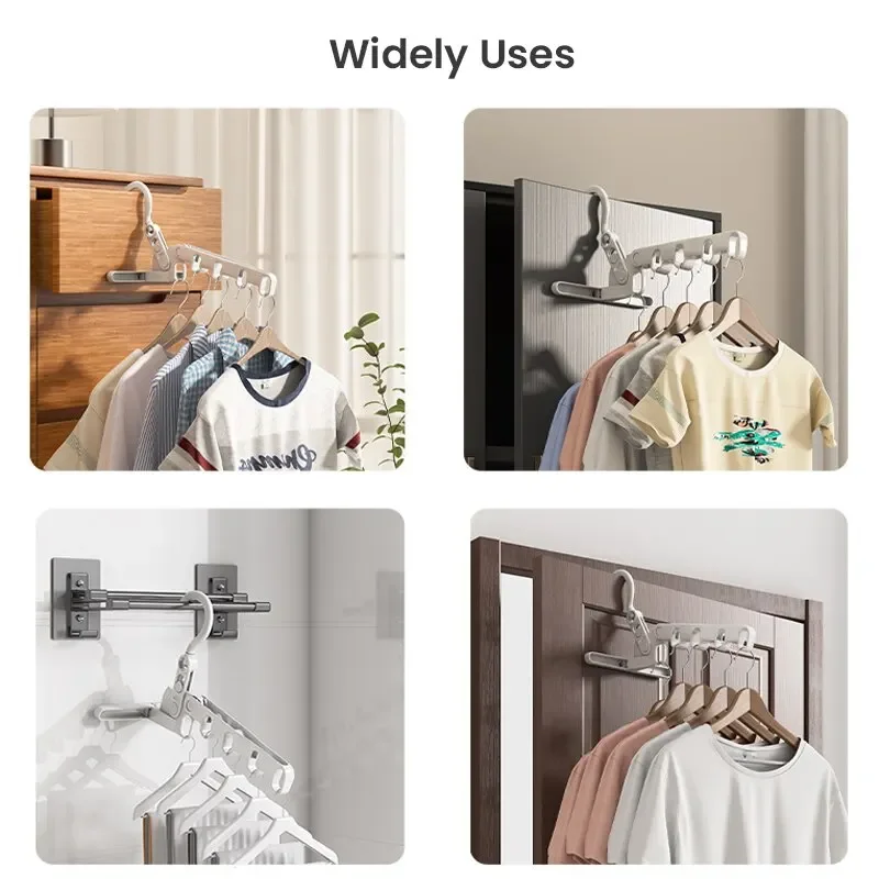 Portable Foldable Travel Hanger Folding Clothes Drying Rack Travel Hangers Hanging Rack with 5 Holes for Hotel Camping Travel