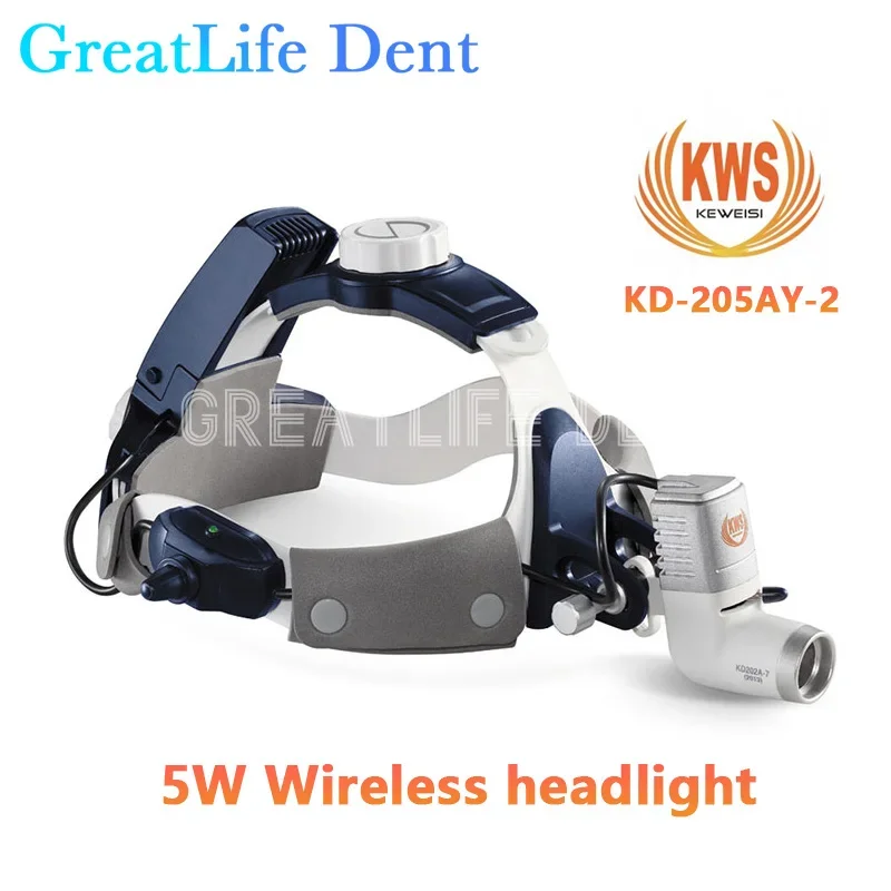 GreatLife Dent 2 Batteries Dental 5W 4X 5X 6X Binocular Loupes Magnifying Glasses Dustproof  Surgical KD-205AY-2 Head Light Lamp