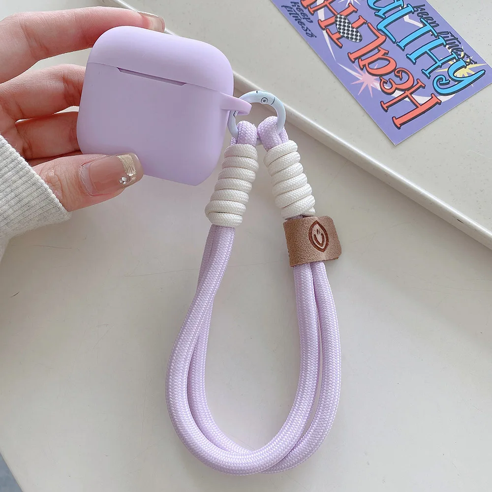 Lavender Purple Matte Silicone Joined Earphone Case for AirPods Pro 2 with Anti Loss Rope for AirPods 1 2 3 4 Soft Funda Cover - view 3