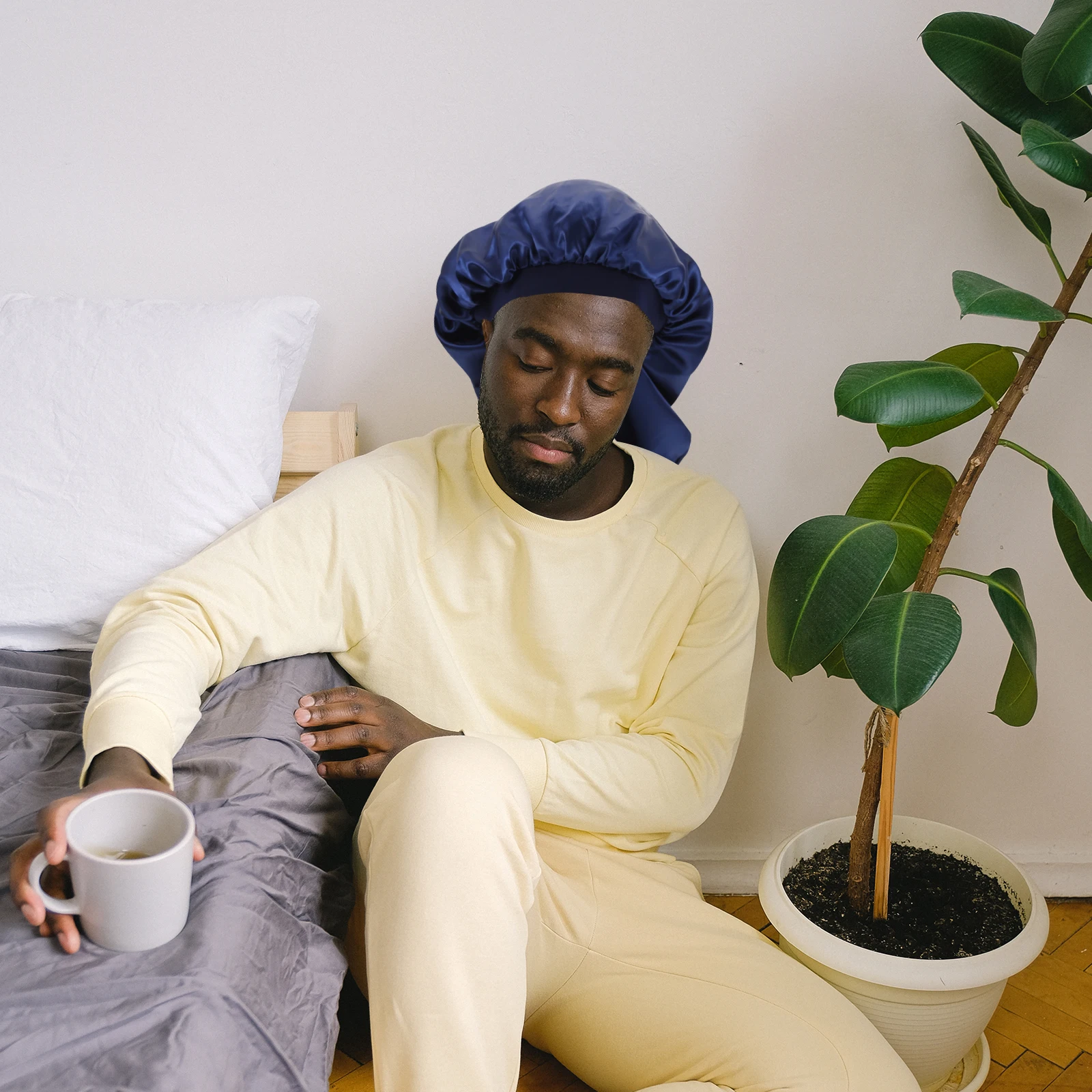 

Caps for Women Men's Long Silk Bonnet Sleeping Bedroom Hat Hood Care