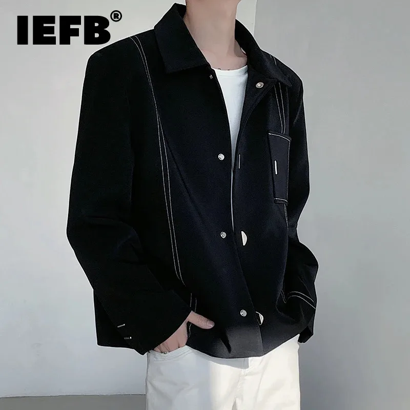 IEFB Men\'s Metal Short Suit Shoulder Pad Jacket Autumn Winter New Chic Male Clothing Korean Fashion Tide 2024 Women 9C7319