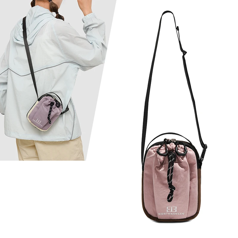 ใหม่กระเป๋าโทรศัพท์มือถือมัลติฟังก์ชั่น,กระเป๋ากีฬาแบบพกพา,กระเป๋าสะพายข้างสองชั้นกลางแจ้ง,กระเป๋าใส่ขวดน้ำปากแบบมีเชือกรูด