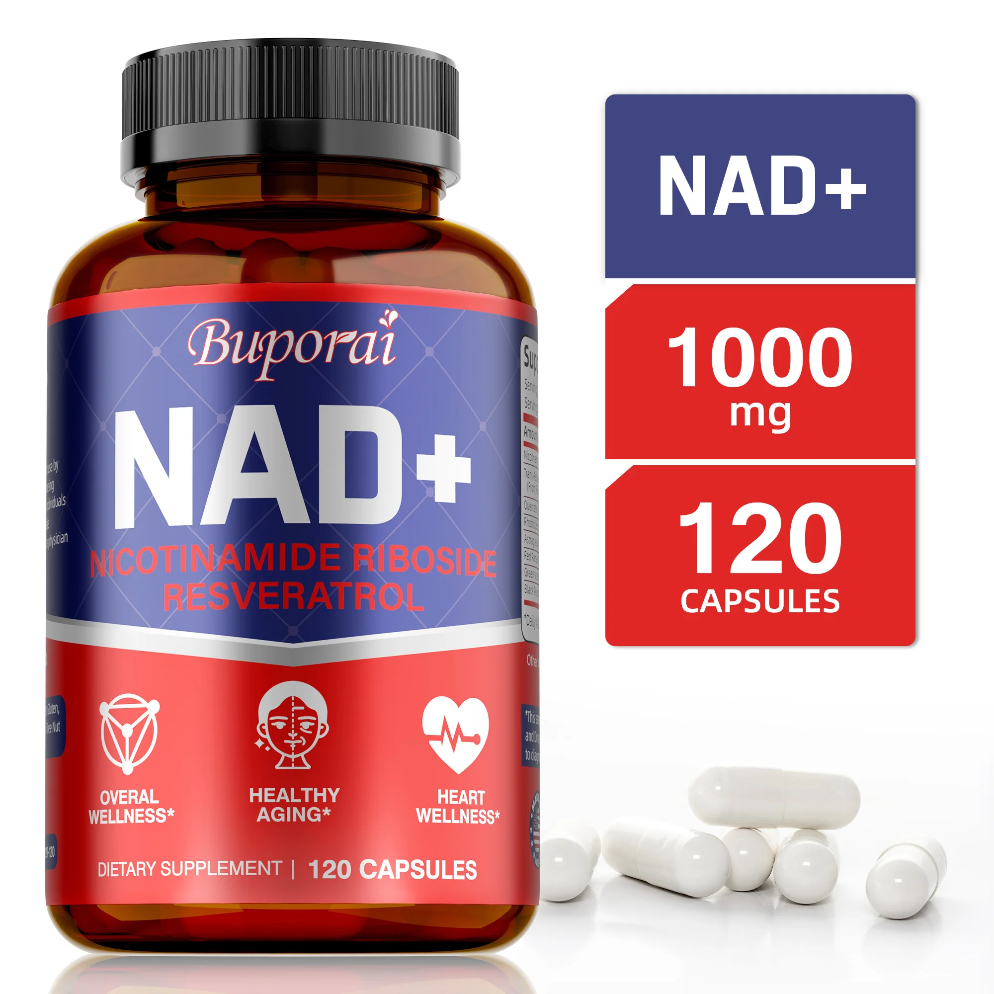 

NAD+ Nicotinamide Riboside Resveratrol - Anti-oxidation, Promotes Cell Energy Metabolism and Repair, Improve Skin Vitality