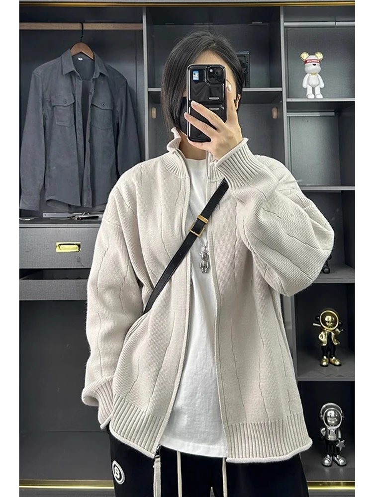 

Cleanfit Кардиган на молнии, свитер, мужской повседневный воротник-стойка, ленивая вязаная верхняя одежда, мягкая, удобная, всесезонная, Long Sve