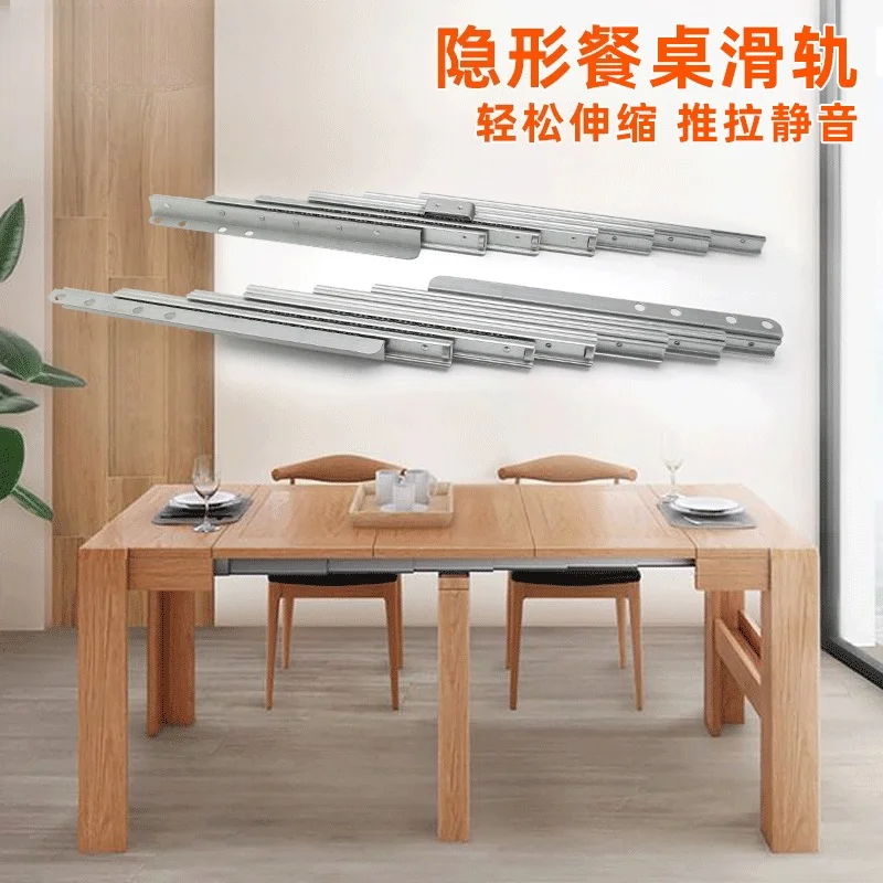 Invisible Dining Table Aluminum Alloy Multi-functional Folding Extended Push-pull Dining Table Slide Rail Hardware