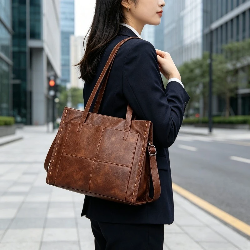 Women's Laptop Tote Bag Large Capacity Shoulder Bag Handbag Work Commute Travel Daily Soft Durable