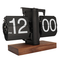 Retro Digital Flip Down Clock 12 Hours Automatic Turning Battery Operated Mechanical Clock for Home Living Room Office Decor