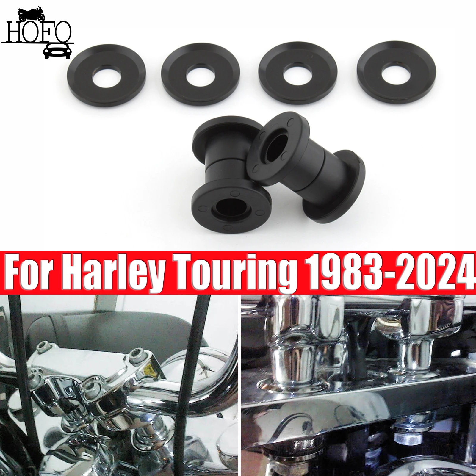 

2x Motorcycle Handlebar Riser Bushings For Harley Touring 1983-2024 Iron Orange and Chrome