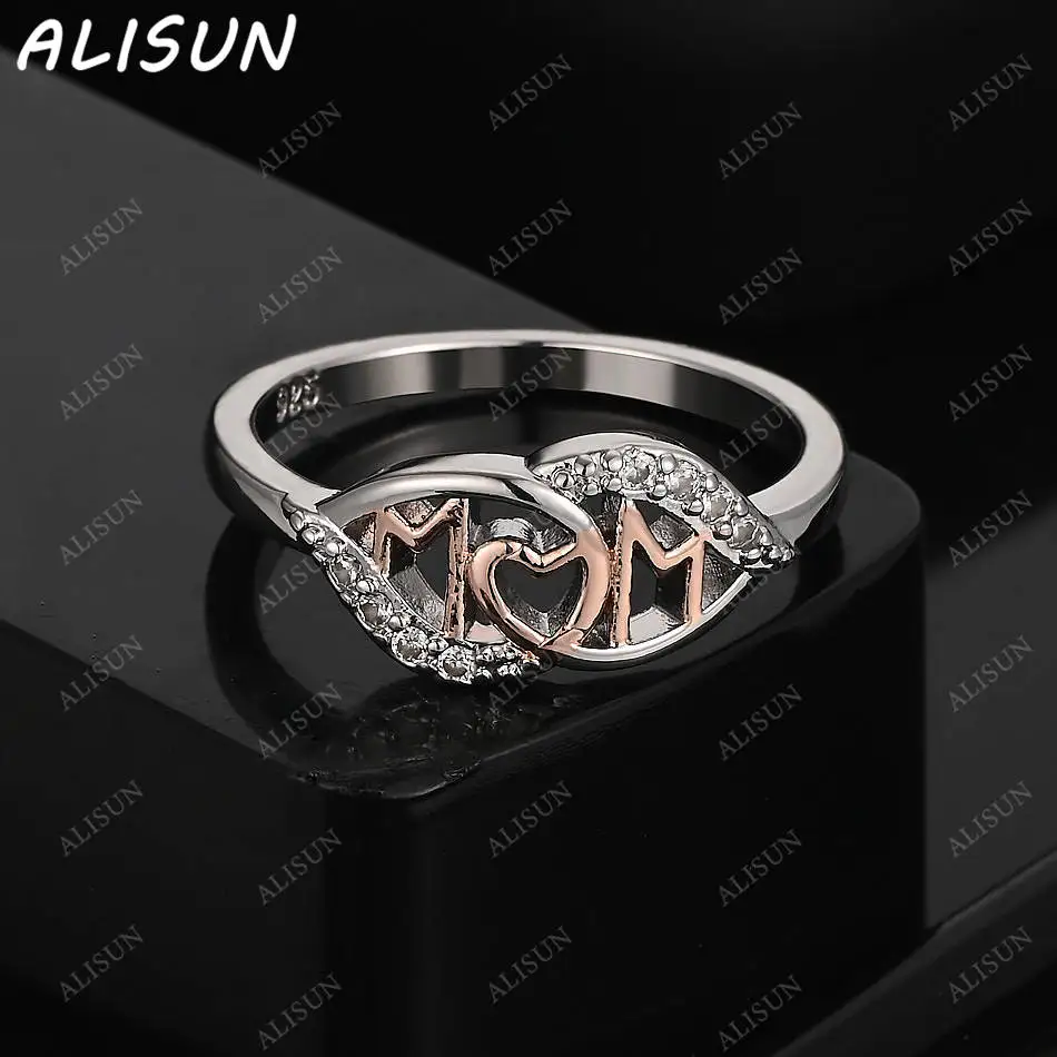 

ALISUN 925 Sterling Silver Zircons Letter Ring For Women Fashion Jewelry Charm Grace Noble Wedding Accessories