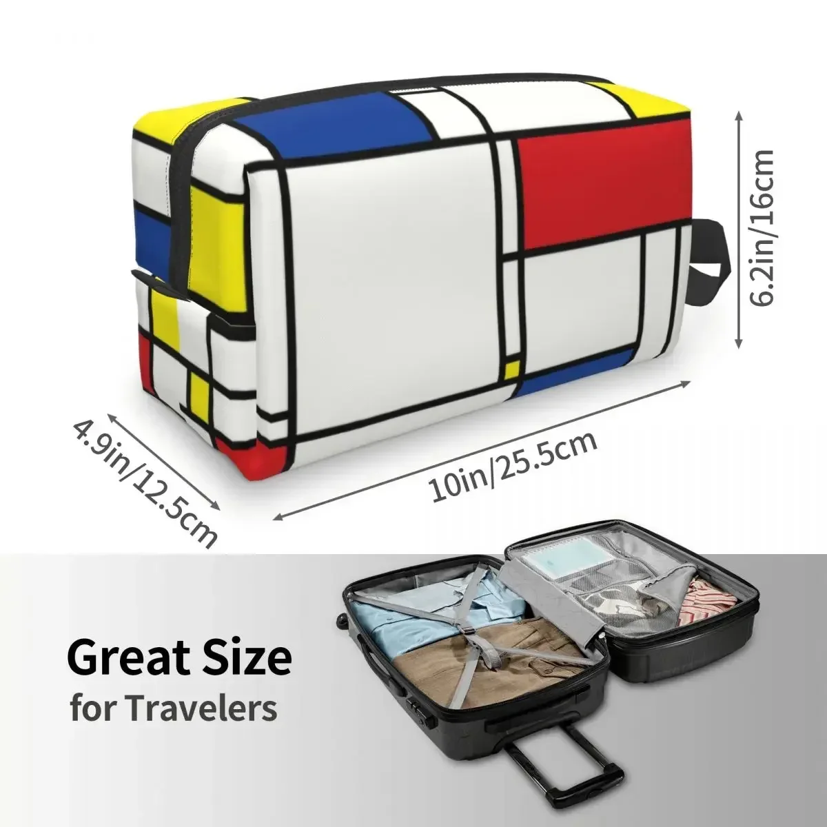 Travel Piet Mondrian Minimalist De Stijl Toiletry Bag Fashion Modern Art Makeup Cosmetic Organizer Beauty Storage Dopp Kit Case