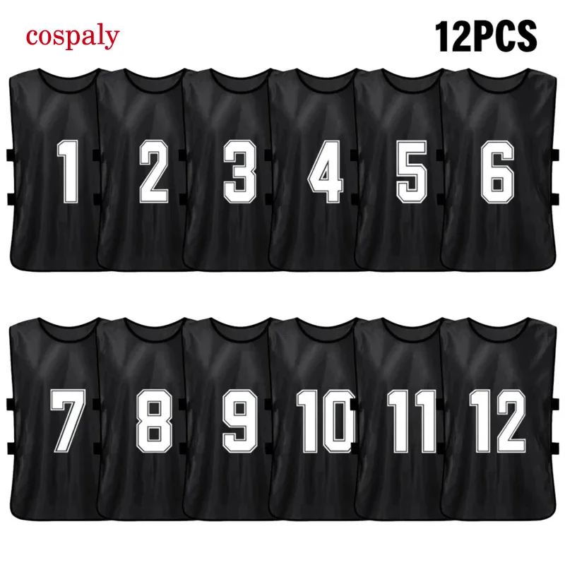 6/12 PCS Adults Soccer Pinnies Quick Drying Football Team Jerseys Sports Soccer Team Training Numbered Bibs Practice Sports Vest