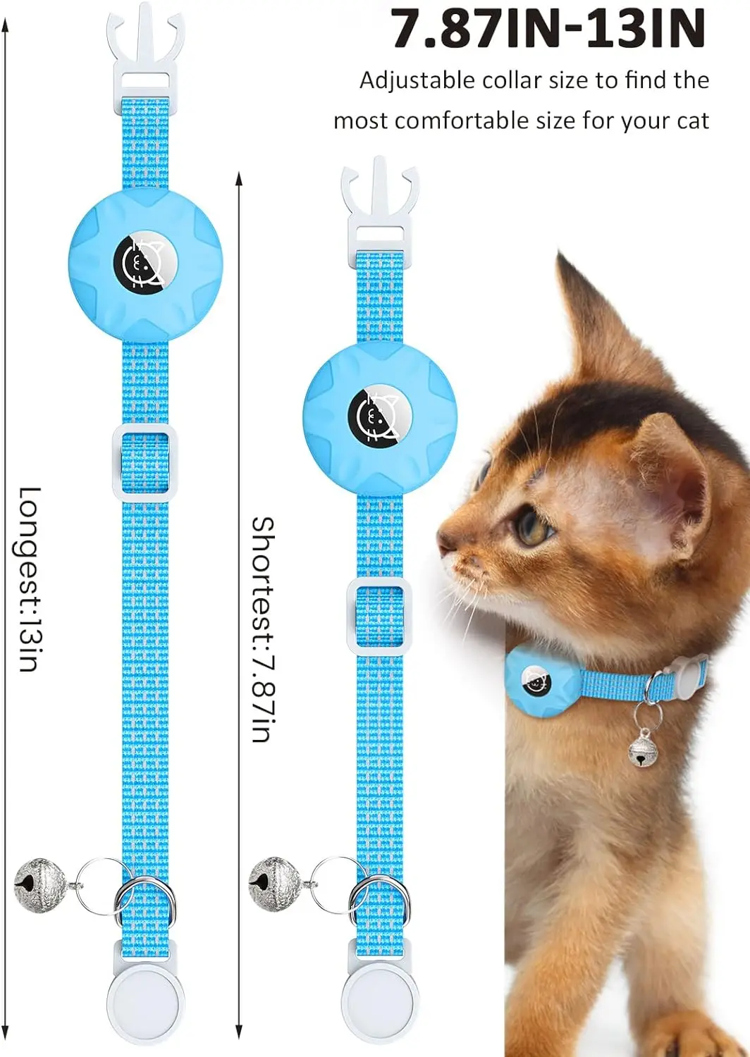 Anti-Lost Cat Collar for Apple Airtag GPS Tracker with Mini Bell Cat Necklace Holder for Airtag Pet Cat Accessories