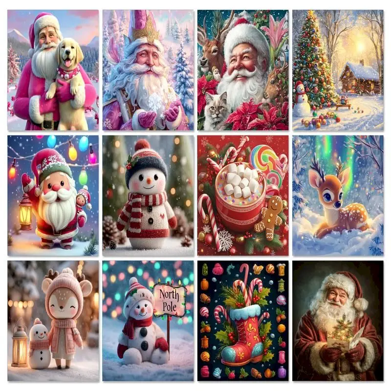 

SDOYUNO DIY Paint By Number Santa Claus Crafts Kits Drawing On Canvas Frame Hand Painted Painting Art Gift Christmas decorations