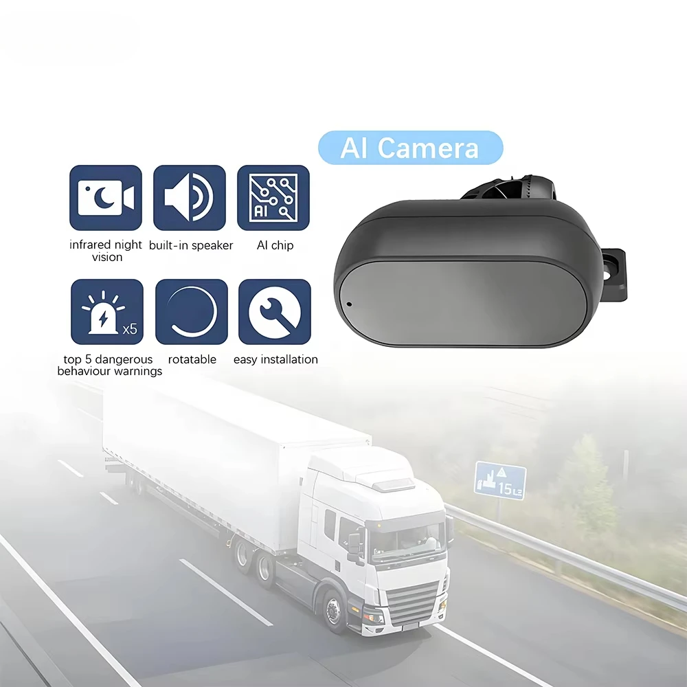 Plug & Play Real-time All-in-1 AI DMS Camera 24H Facial Behavior Recognition Sleepy Fatigue Voice Alert For Car Truck Bus etc.