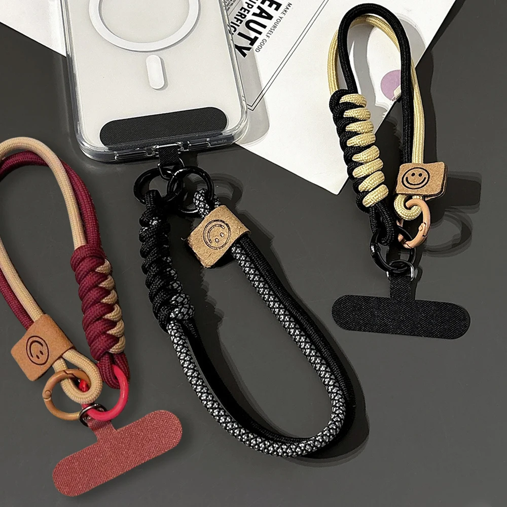 Collision Color Woven Phone Case Keychains Universal Hanging Rope Short Handheld Pendant Keyrings Anti Fall Versatile Wristband