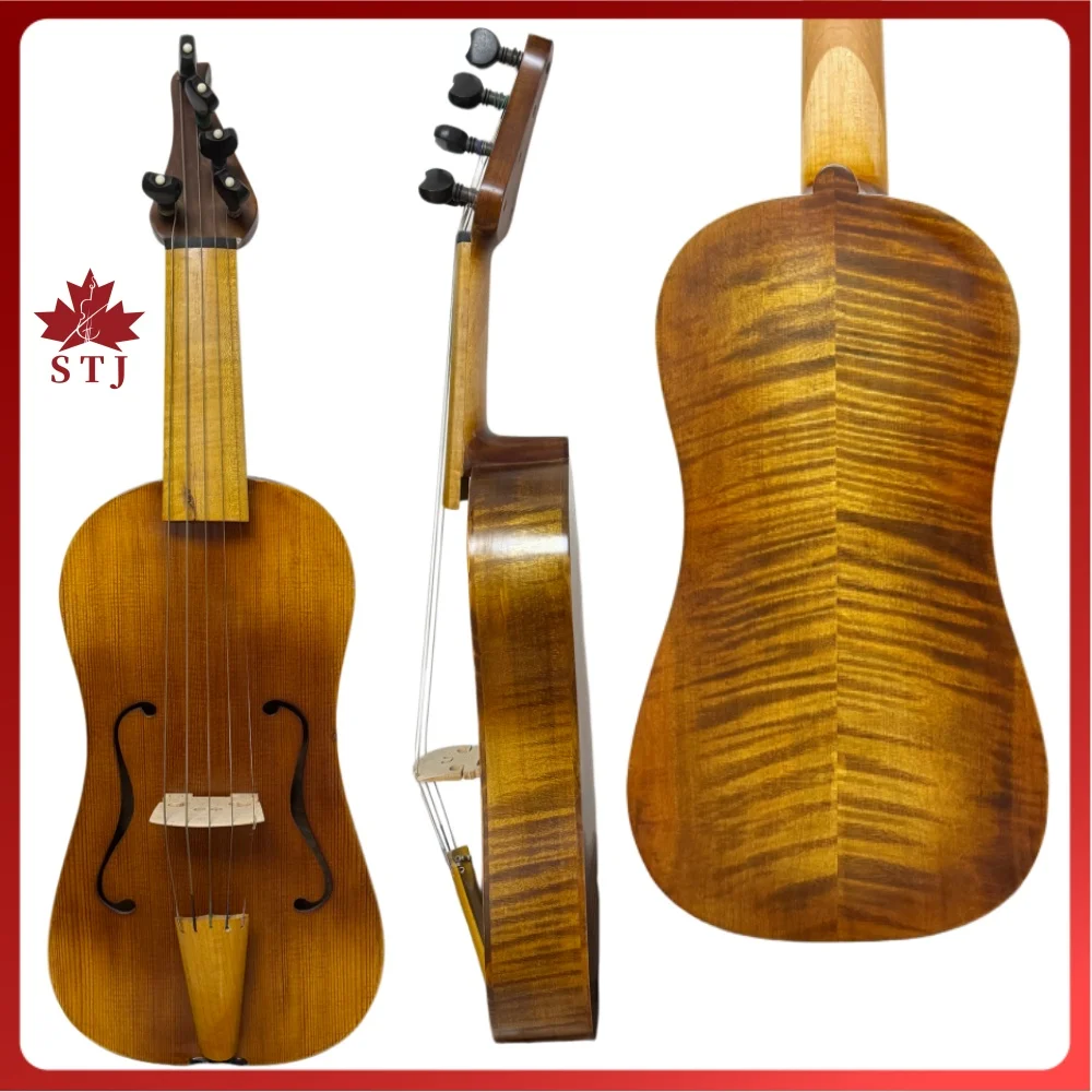 5 Strings 15 3/4' Professional Vielle Copy of Old Instrument, Medieval Fiddle Clear Sound #7840