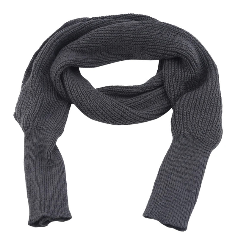 Women Autumn Winter Scarf With Sleeve Warm Knitted Crochet Scarf Wrap Shawl Sweater Top Women Cold Weather Scarf Wrap