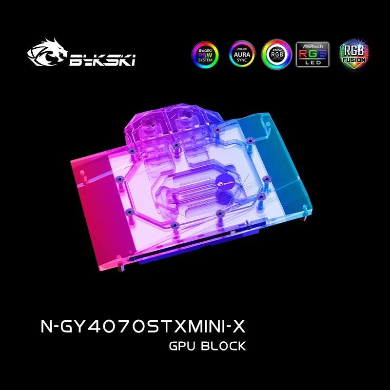 Водяной охладитель для видеокарты Bykski для Gainward RTX 4070 Super Mini, блок GPU 5V ARGB SYNC, N-GY4070STXMINI-X