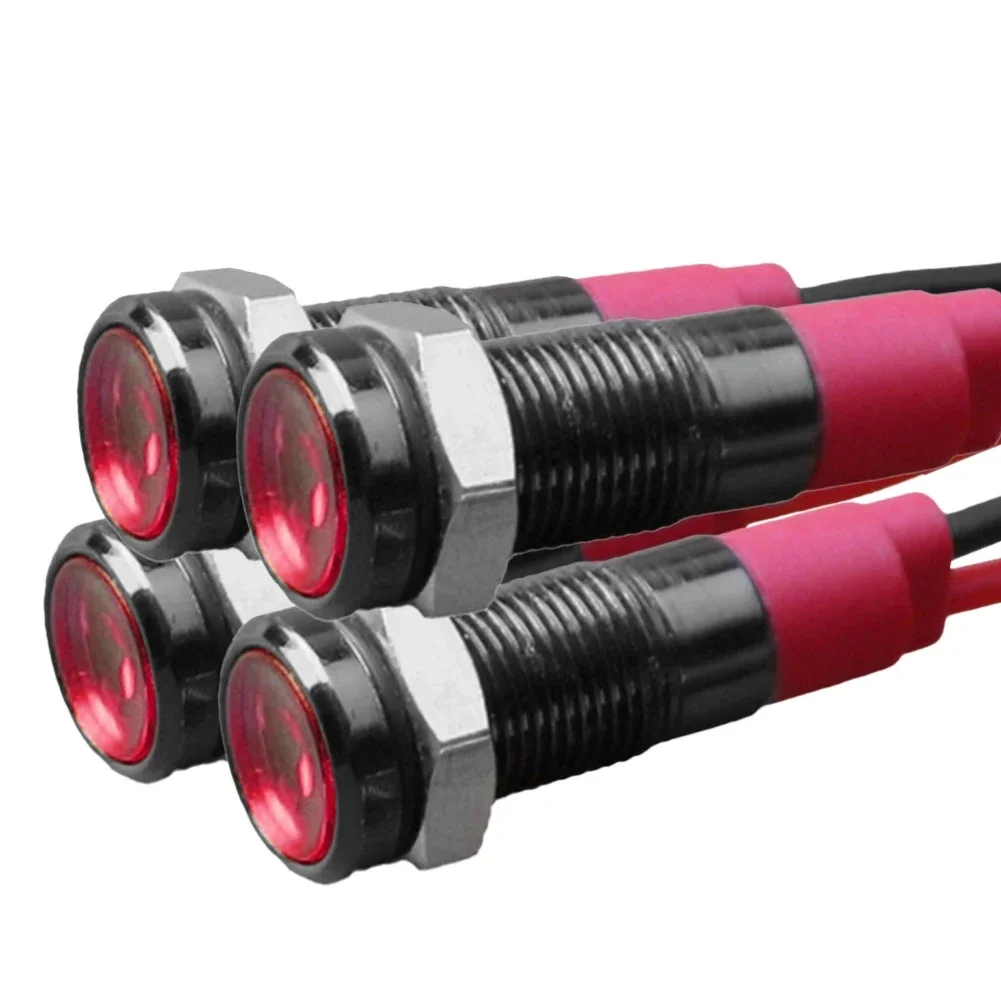 4Pcs 6mm LED Indicator Light 12-24V Waterproof Signal Light Metal Panel Light For Pilot Lights, And Indicator Lights