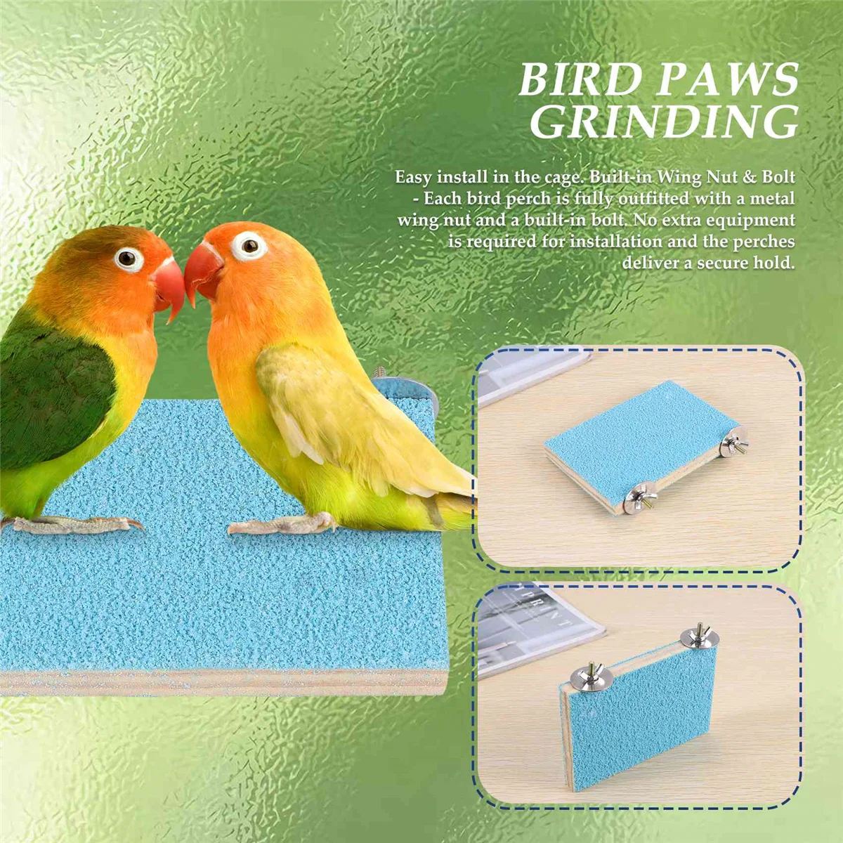 H-W perche à oiseaux support plate-forme bois naturel aire de jeux pattes meulage propre pour animaux de compagnie perroquets perruches perruche calopsittes Conure Lov