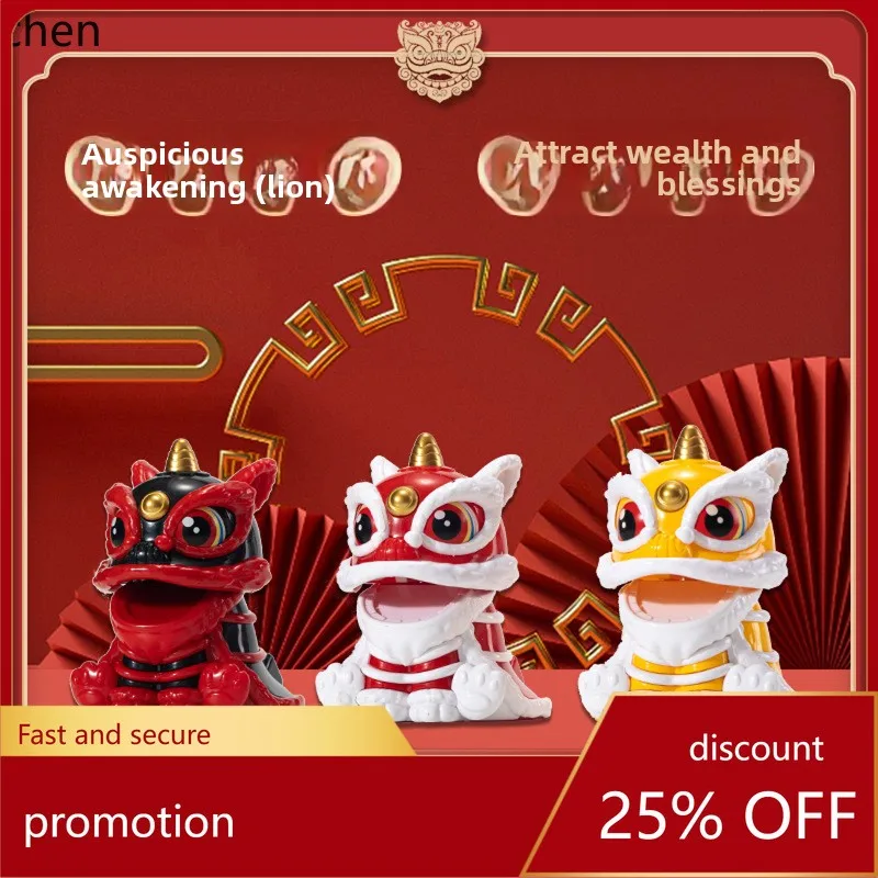 

CZ Car Center Console Interior Decorative Lion Head Ornament Trendy Shaking Head Fortune-Bringing Lion Head Decoration for Car