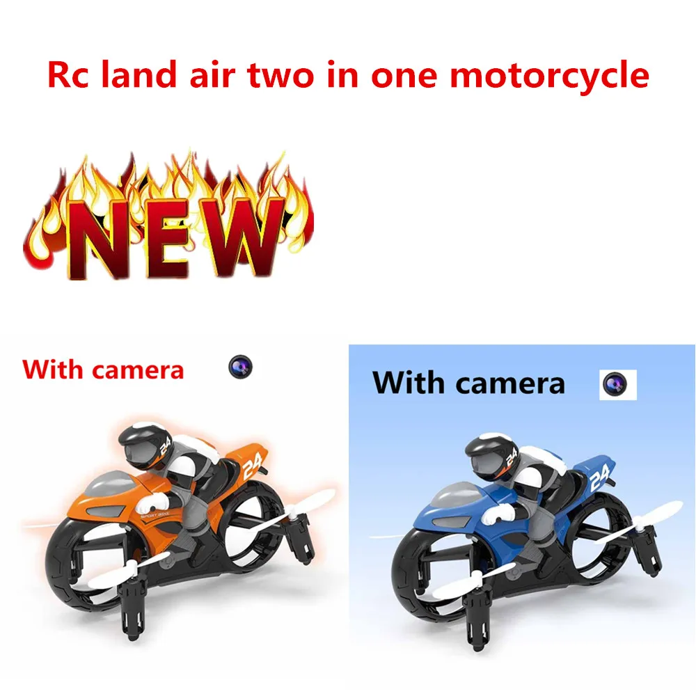 Remote Control Land Air 2-in-1 Motorcycle Aircraft Wifi FPV Camera 306 ° Rolling Dual Mode RC Motorcycle Rechargeable