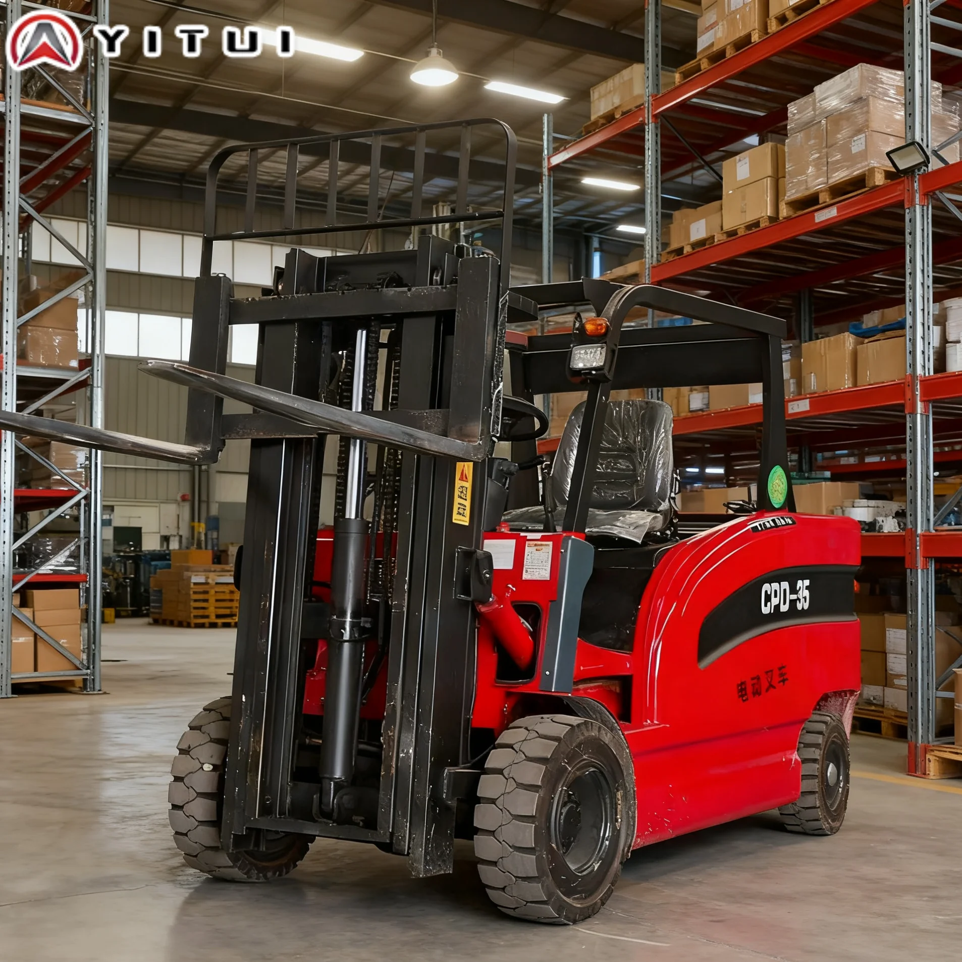 Carretilla elevadora eléctrica, camión de elevación Industrial de 3,5 toneladas de capacidad, equipo de almacén de ahorro de energía de alta eficiencia personalizado