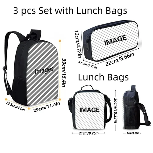 Imagen 2 del producto Mochila escolar para niños con dibujos animados Sstr-aan-ger Th-iin-gs5, bolsas para el almuerzo, bolsas para lápices, mochilas escolares ligeras para niños