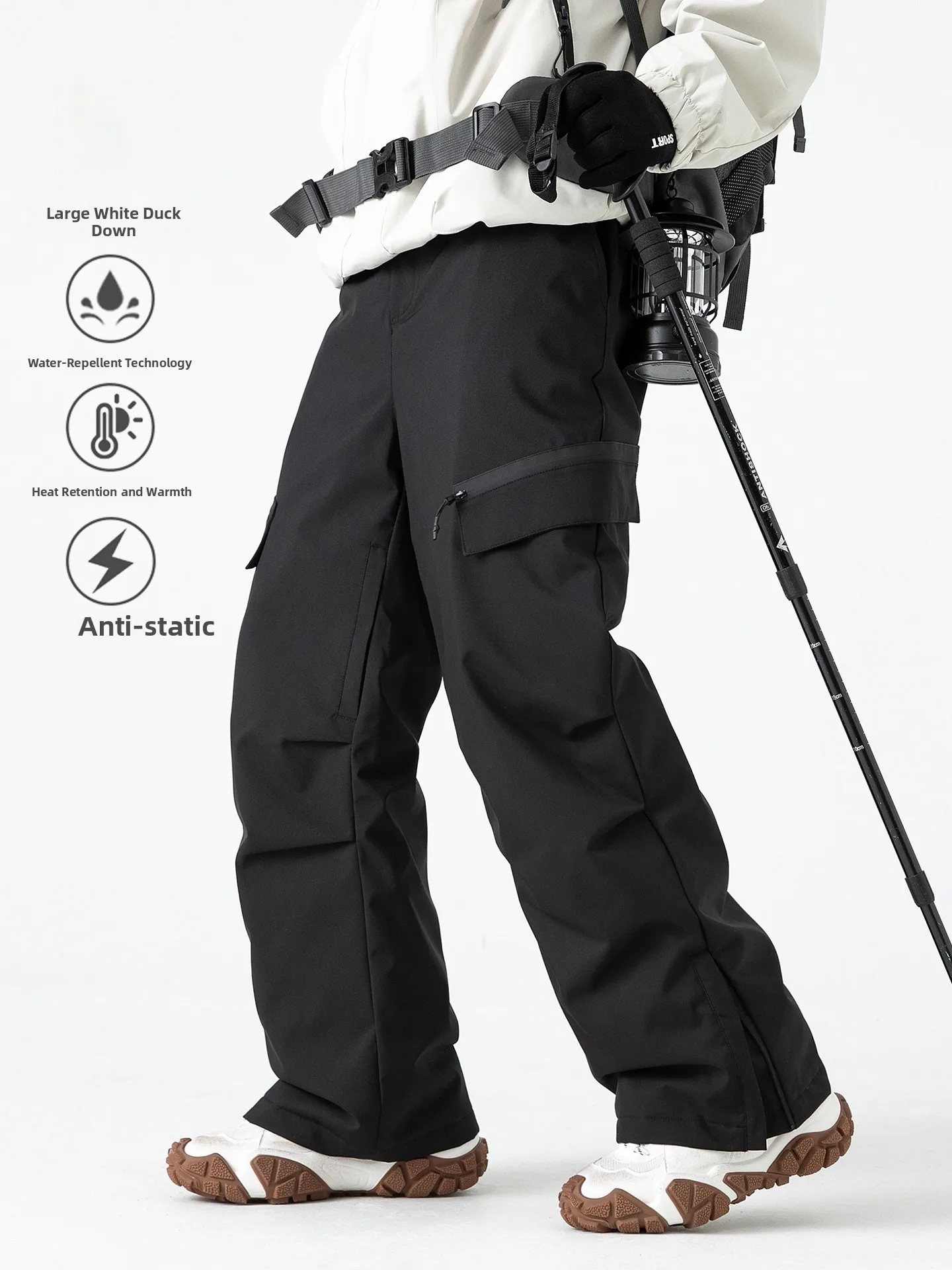 

Зимние спортивные брюки для активного отдыха, ветрозащитные, водоотталкивающие, утепленные, из полиэстера, для работы и активного отдыха, в стиле парашютиста.