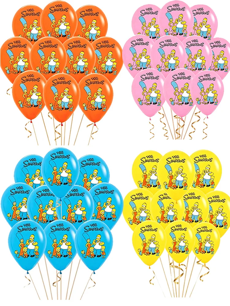 Globos de dibujos animados de la familia Simpson, 12-60 Uds., globos de 12 pulgadas, decoración para fiesta de cumpleaños, juguetes para niños, suministros para fiesta de Baby Shower