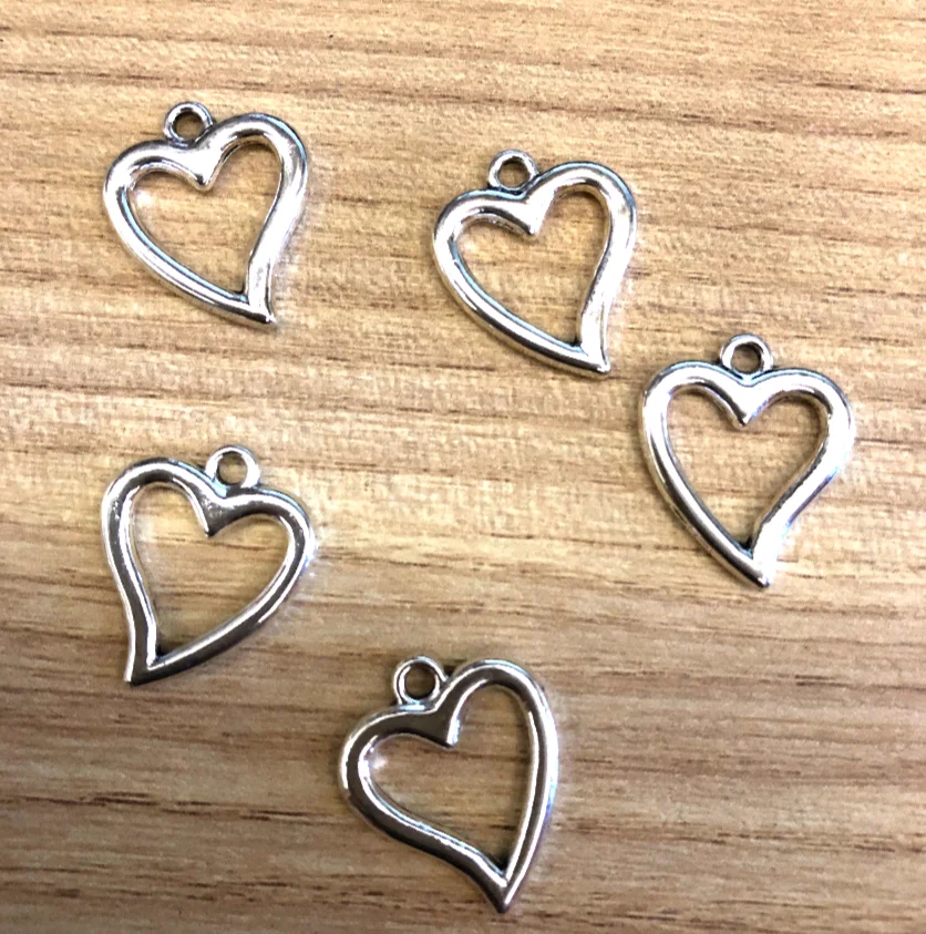 

30pcs 18*15mm Hollow heart shaped charms for jewelry handmade accessories Zinc Alloy Metal HW2595