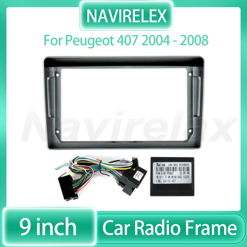 

9 Inch Car Radio Fascia Frame Adapter Canbus Box Protocol Decoder For Peugeot 407 2004 - 2008 Android Screen Audio CD Dash Panel