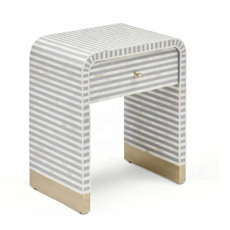 

Bone inlaid bedside table Modern bedside table Bone inlaid stool bone inlaid bedside table