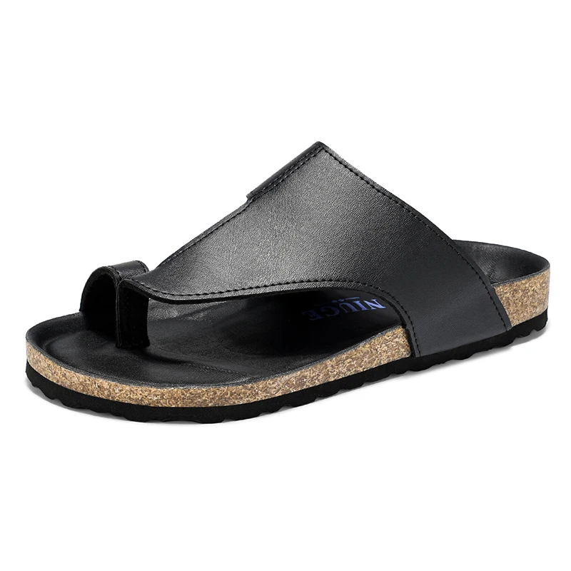 Summer Plus Big Size 48 49 Cork Slippers Men Women Clogs Flip Flops Microfiber Leather Casual Sandals Unisex view 4