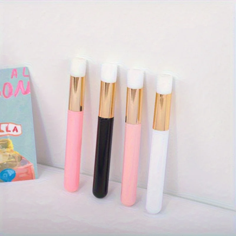 4pcs Beautiful Eyelash Grafting Brush, Cleaning Brush, Eyelash Brush, Nasal Brush, Nose Side Flat Head Soft Bristle Makeup Brush