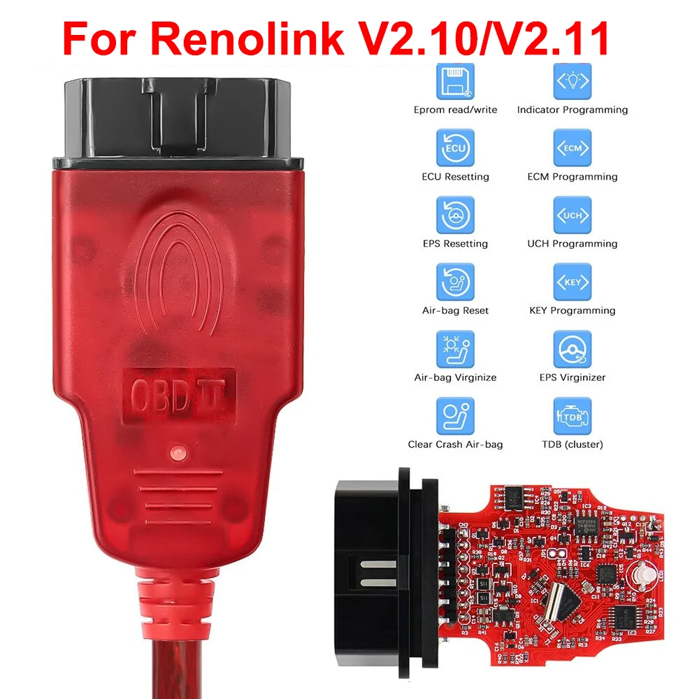 Renolink V2.11 V2.10 V1.99 для Renault Автомобильная подушка безопасности OBD2 Сброс OBD 2 Автомобильный диагностический инструмент ECM UCH Key ECU Programmer Link Tool