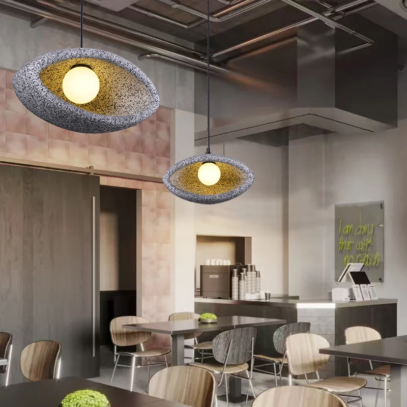 

Wabi Sabi Style Pendant With Side Glowing Cement Texture Restaurant Pendant Light New Creative Nostalgic Bedroom Bedside Pendant