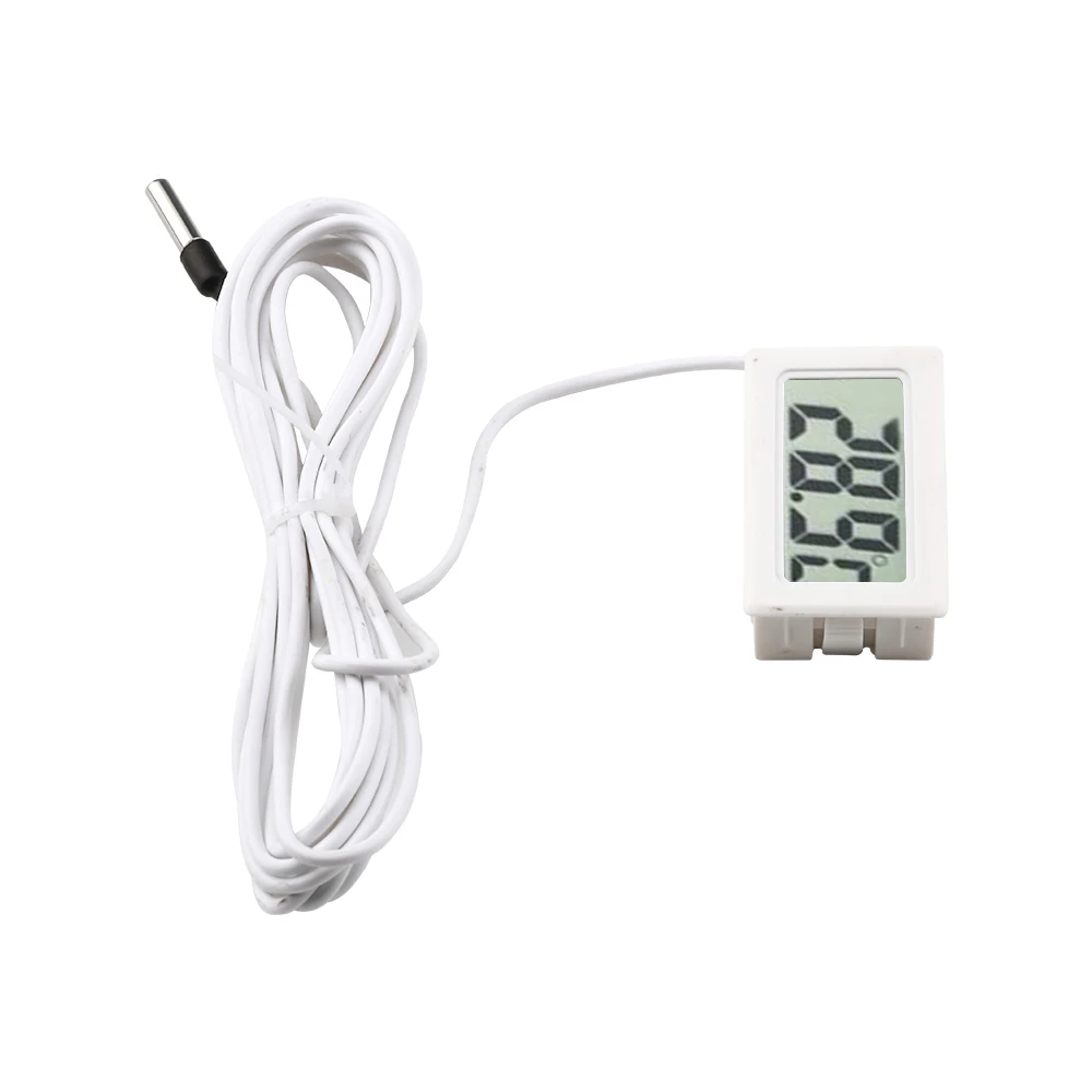 FY-10 LCD Digital Thermometer 3M Temperature Sensor Probe Indoor Outdoor Aquarium Water Temperature Tester Test Monitor White