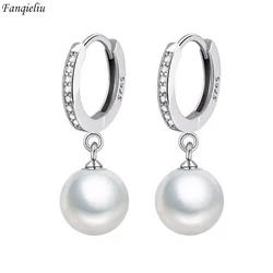 Fanqieliu 925 Silver Needle New Women's Crystal Jewelry Pearl Drop Earrings FQL23584