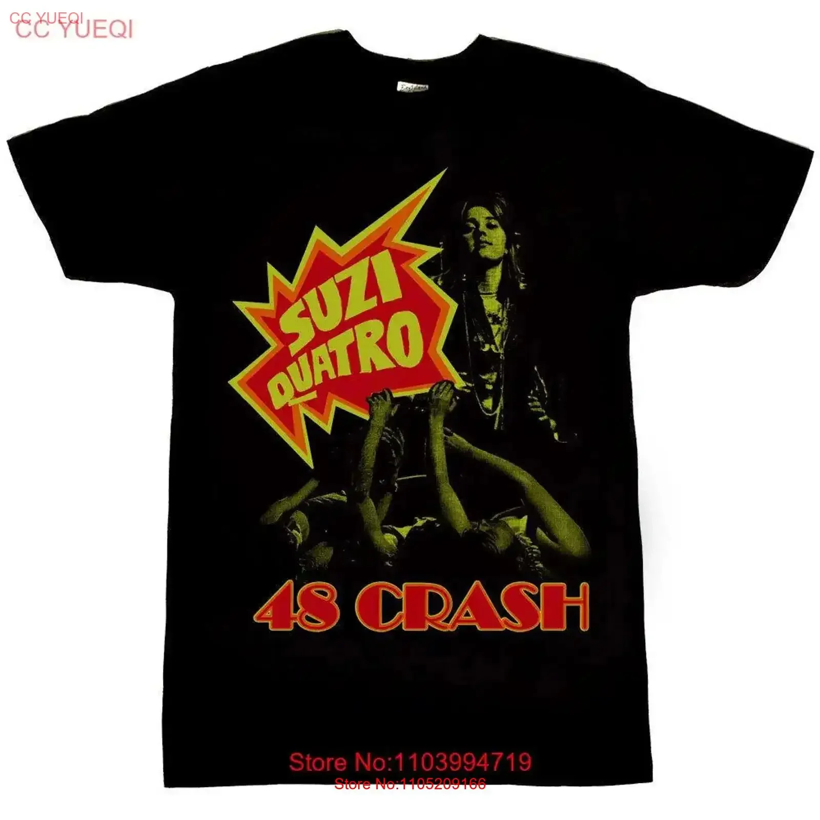 تي شيرت Suzi Quatro '48 Crash' للرجال للبالغين TN004 جرافيك مغسول عتيق أنيق متعدد الاستخدامات قليلاً للارتداء اليومي أوم #1