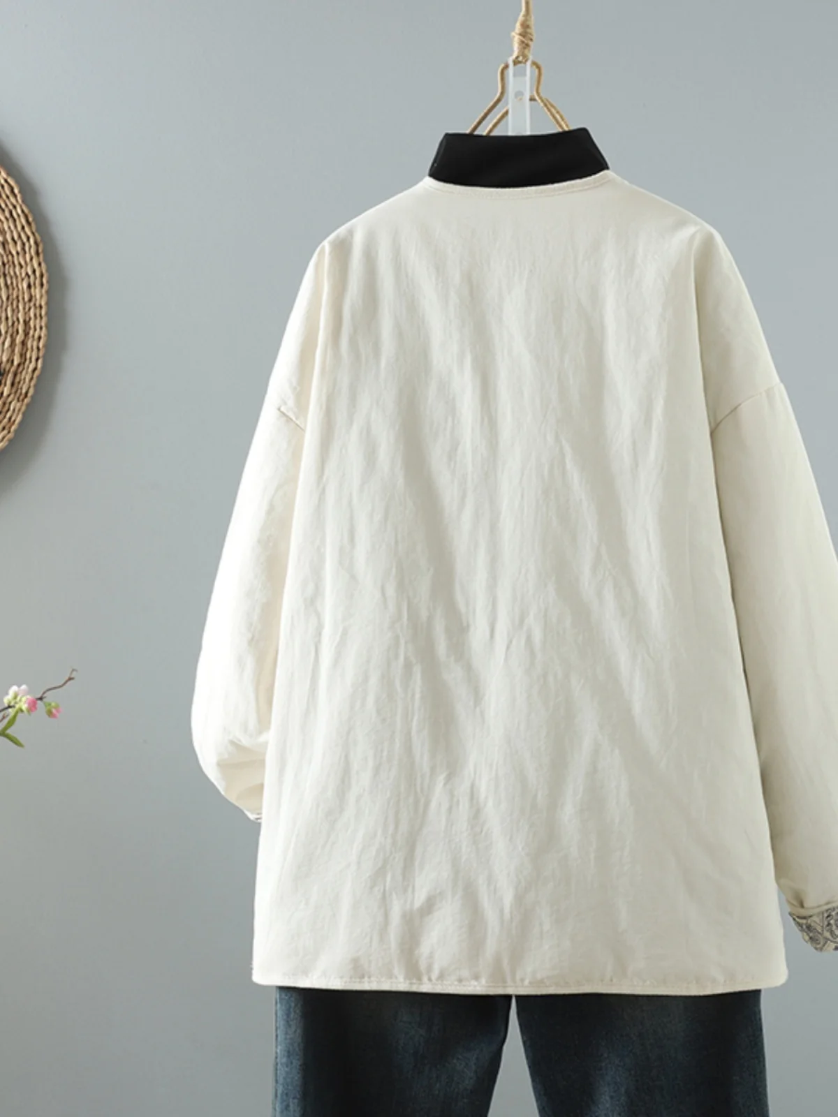 유니크 레트로 한국 일본풍 면 재킷 여성 캐주얼 라운드 넥 롱 슬리브 지퍼 슬레 패셔너블 출퇴근 아우터웨어