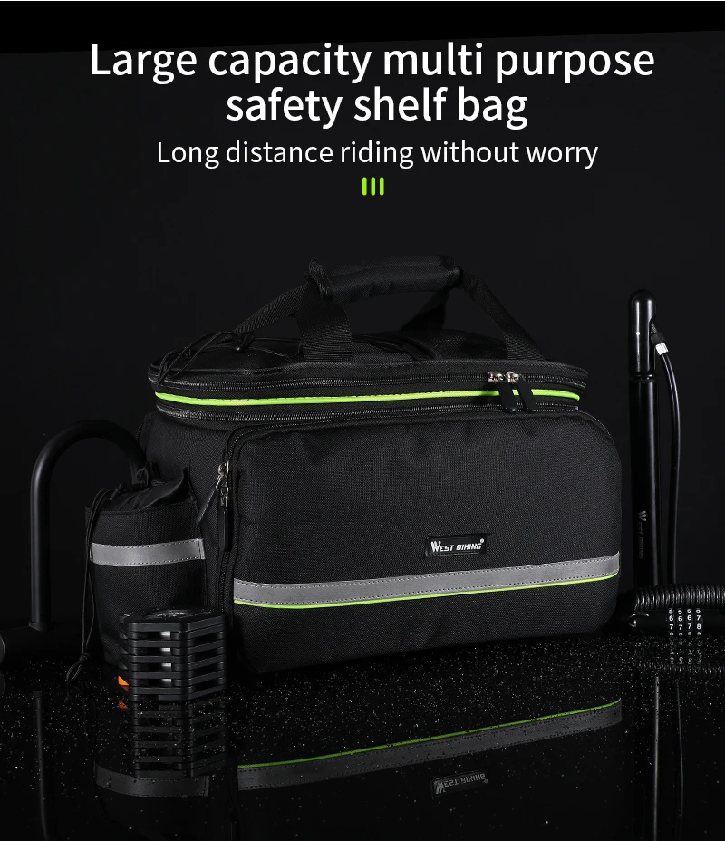 WEST BIKING 3-in-1 wasserdichte Fahrrad-Kofferraumtasche, MTB, Rennradtasche, großes Fassungsvermögen, Reisegepäckträger, Sattelsitz, Packtaschen – Detail 3