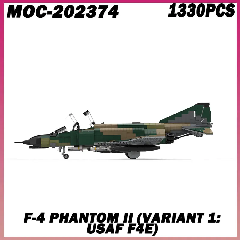 1330PCS MOC-202374 F-4 Phantom II (Variant 1: USAF F4E) Aircraft DIY Model, military Assemble Bricks, Puzzle Toys for Children